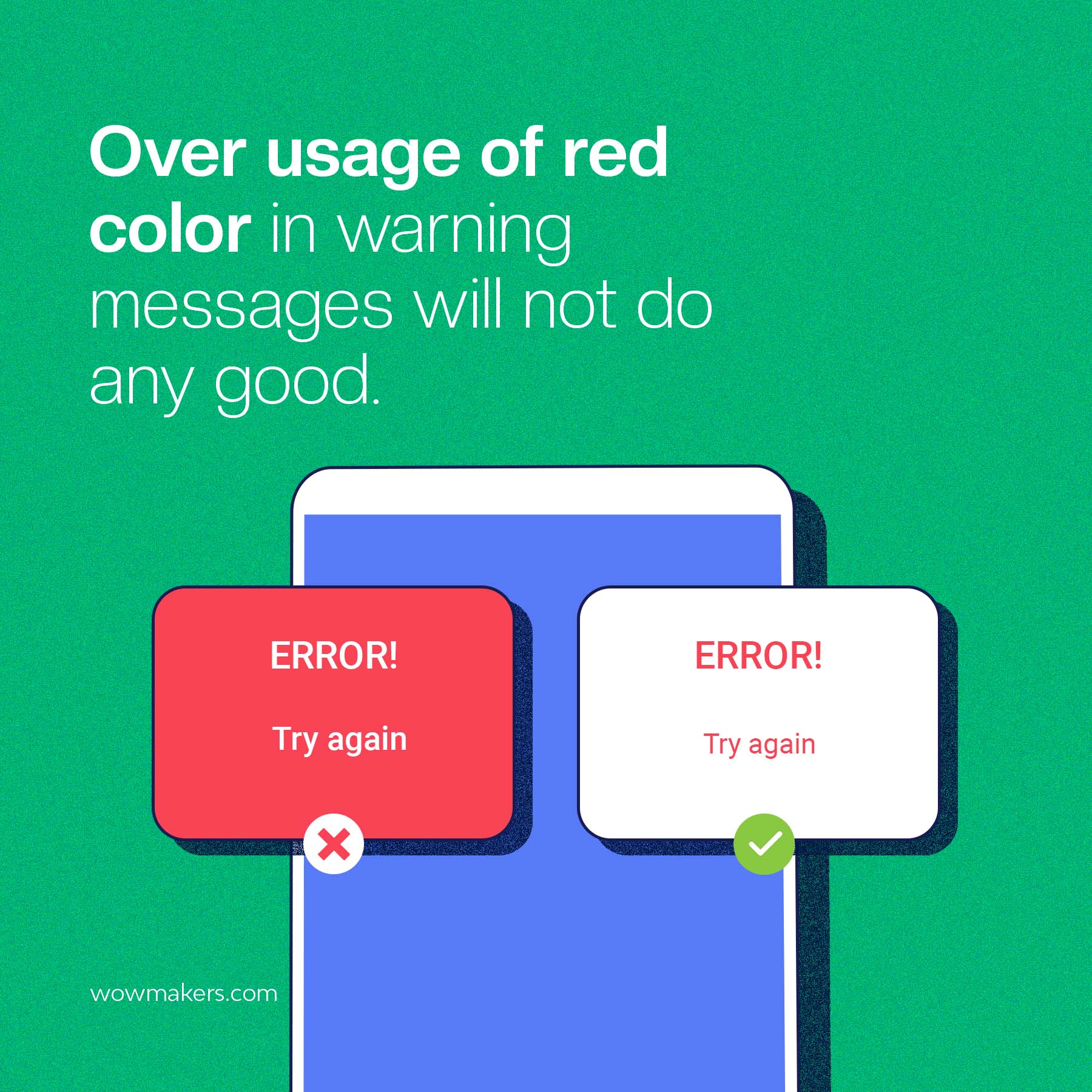 user friendly error messages - limit use of red