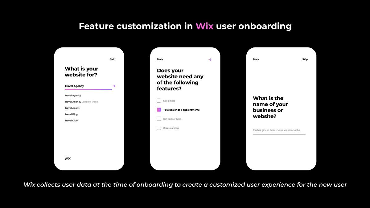 Wix: customization of app using user data