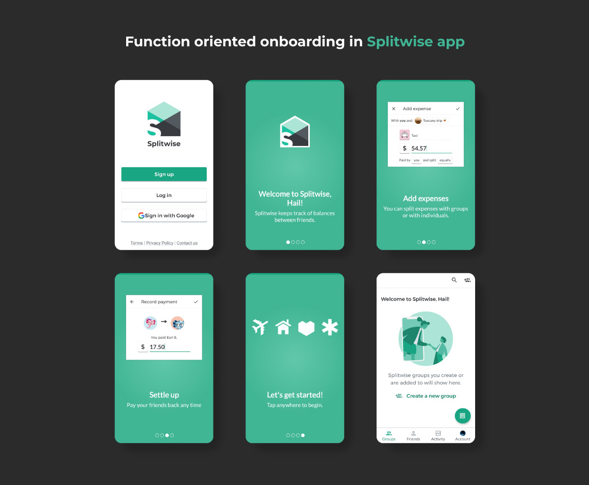 Splitwise: Function oriented onboarding